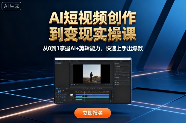 AI短视频创作到变现实操课，从0到1掌握AI+剪辑能力，快速上手出爆款(更新10月)-选优云网创
