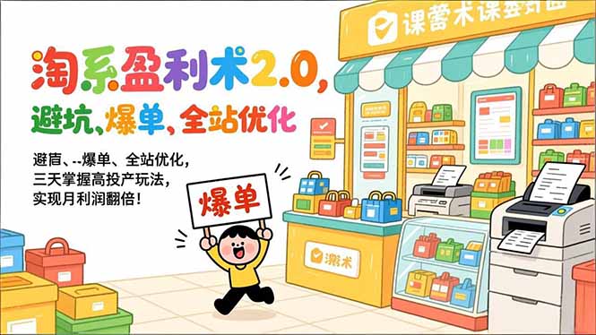 淘系盈利术2.0，避坑、爆单、全站优化，三天掌握高投产玩法，实现月利润翻倍！-选优云网创