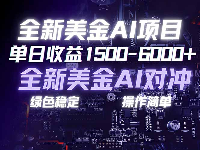 美金AI对冲项目，日入1500-6000+，绿色稳定，操作简单，创业副业首选，可批量放大-选优云网创