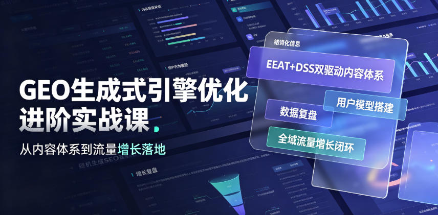 GEO生成式引擎优化进阶实战课｜EEAT+DSS双驱动内容体系、用户模型搭建、数据复盘、全域流量增长闭环落地教程-选优云网创