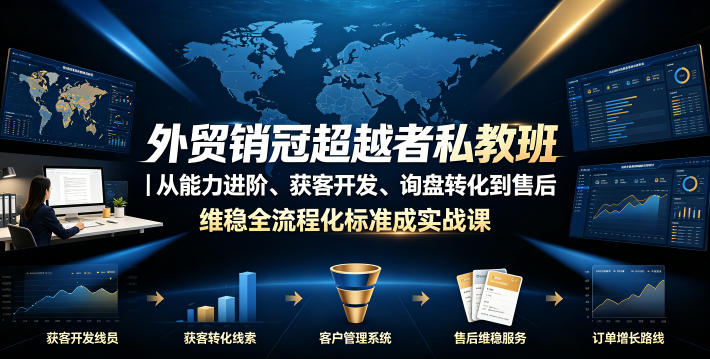 外贸销冠超越者私教班｜从能力进阶、获客开发、询盘转化到售后维稳全流程标准化成交实战课-选优云网创