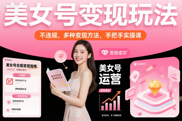 美女号变现玩法，不违规，多种变现方法，手把手实操课-选优云网创