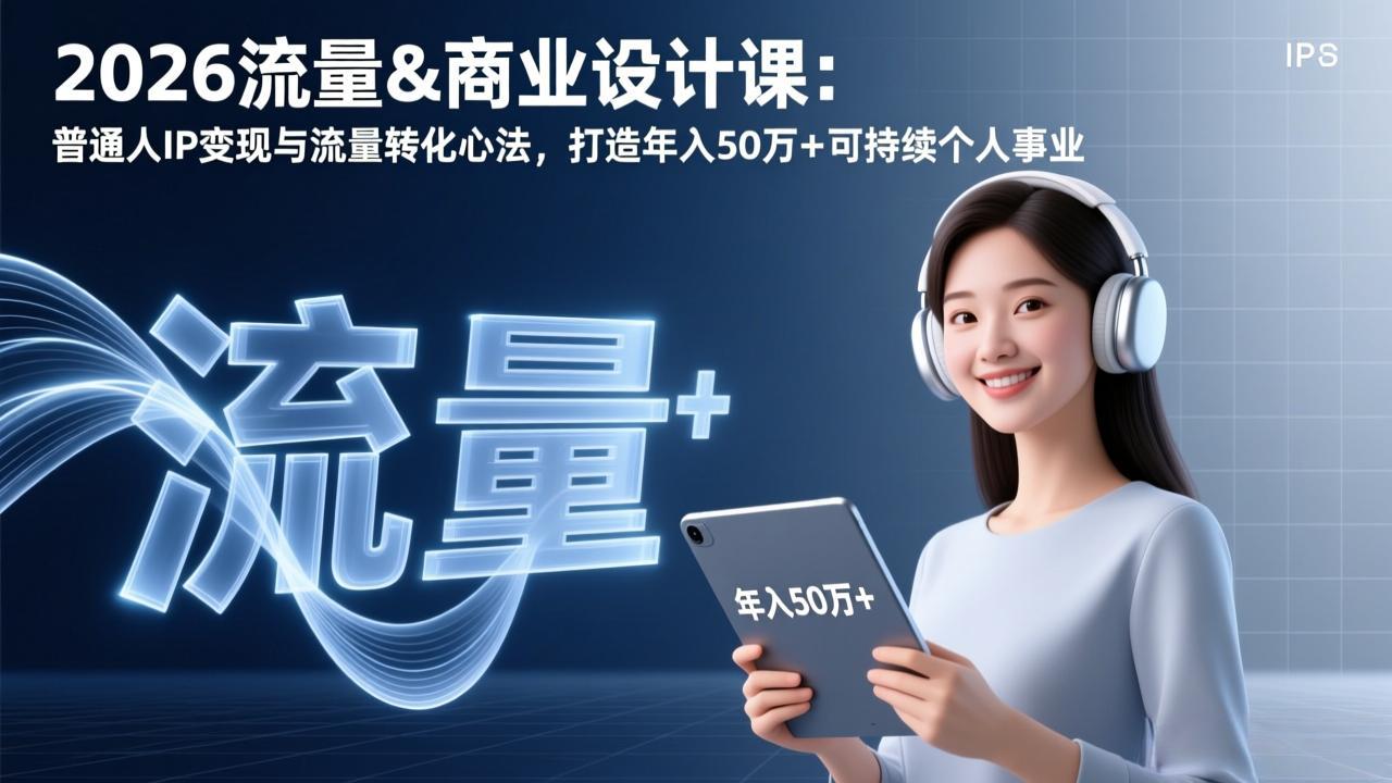2026流量&商业设计课：普通人IP变现与流量转化心法，打造年入50万+可持续个人事业-选优云网创
