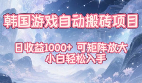韩国游戏自动搬砖项目，日收益1k+，可矩阵放大，小白轻松入手【揭秘】-选优云网创