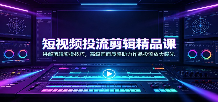 短视频投流剪辑精品课:讲解剪辑实操技巧,高级画面质感助力作品投流放大曝光-选优云网创