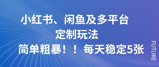 小红书、闲鱼及多平台定制玩法简单粗暴！每天稳定5张-选优云网创