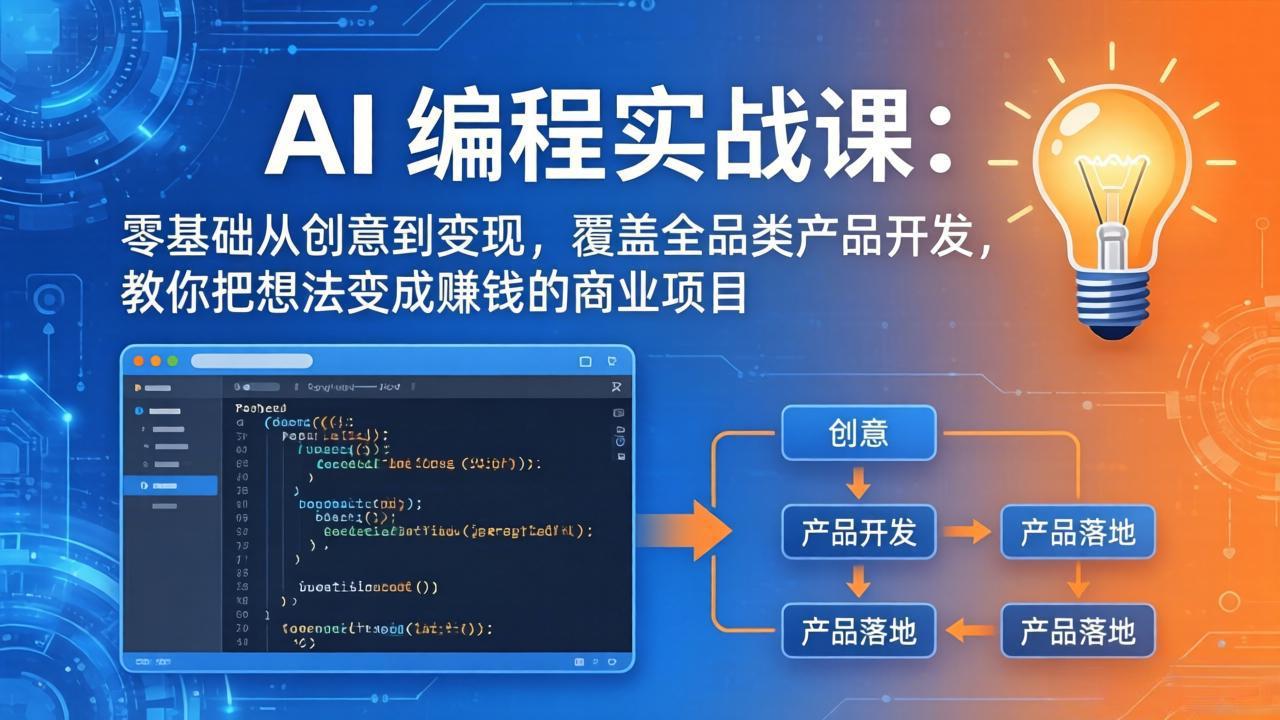 AI编程实战课-第三期-5月3更新:零基础从创意到变现,覆盖全品类产品开发,把想法变成赚钱项目-选优云网创
