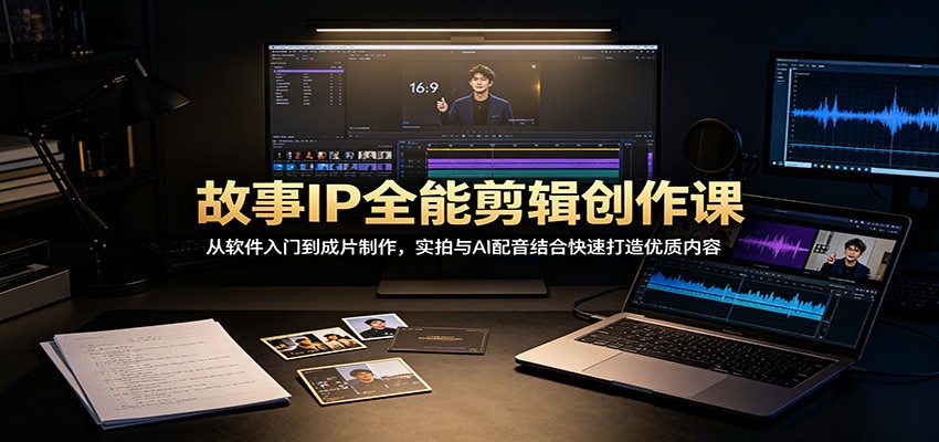 故事IP全能剪辑创作课:从软件入门到成片制作,实拍与AI配音结合快速打造优质内容-选优云网创
