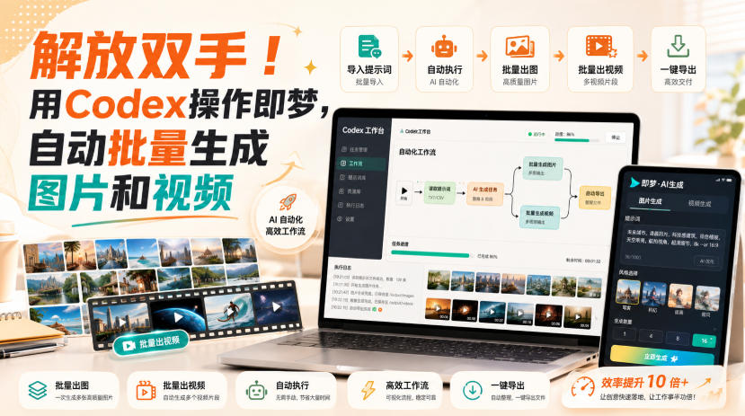 解放双手！用Codex操作即梦，自动批量生成图片和视频-选优云网创