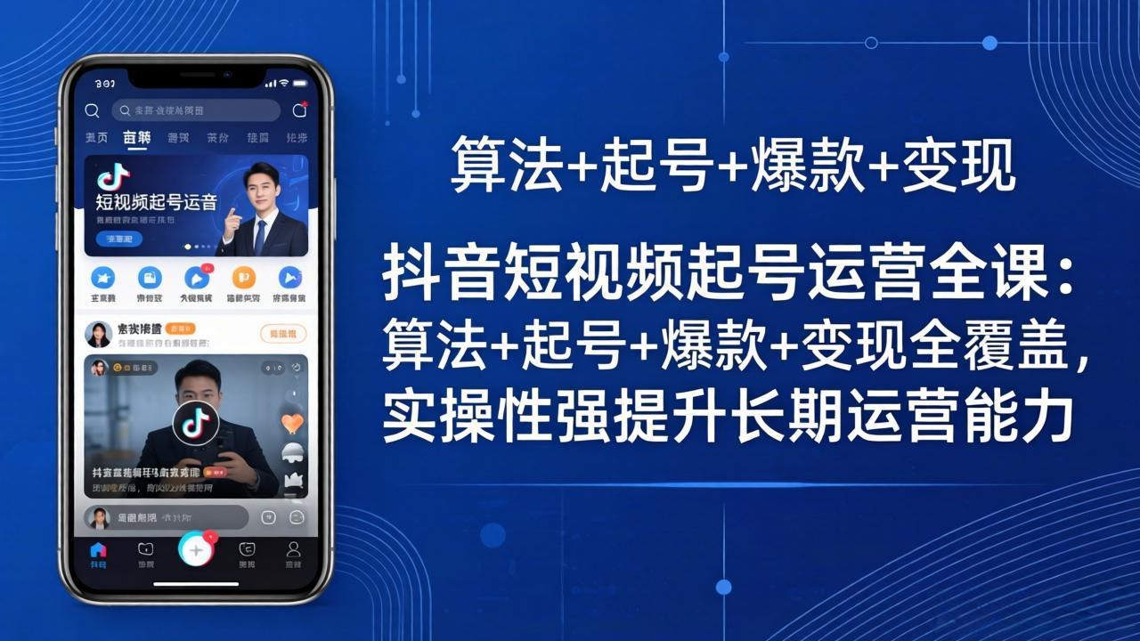 抖音短视频起号运营全课：算法+起号+爆款+变现全覆盖，实操性强提升长期运营能力-选优云网创