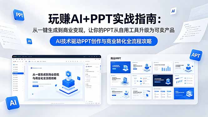 玩赚AI+PPT实战指南-更新5月13:从一键生成到商业变现,让你的PPT从自用工具升级为可卖产品-选优云网创