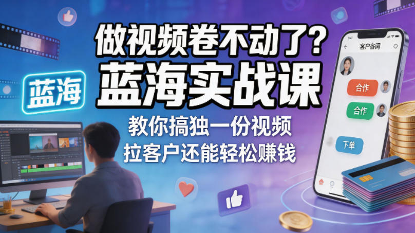 做视频卷不动了？蓝海实战课教你搞独一份视频，拉客户还能轻松賺钱！【原创双语字幕】-选优云网创