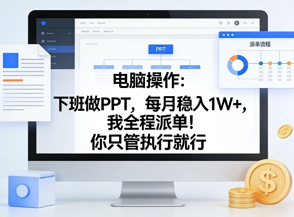 电脑操作：下班做PPT，每月稳入1W+，我全程派单！你只管执行就行【揭秘】-选优云网创