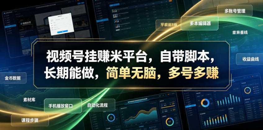 视频号挂賺米平台，自带脚本，长期能做，简单无脑，多号多賺【揭秘】-选优云网创