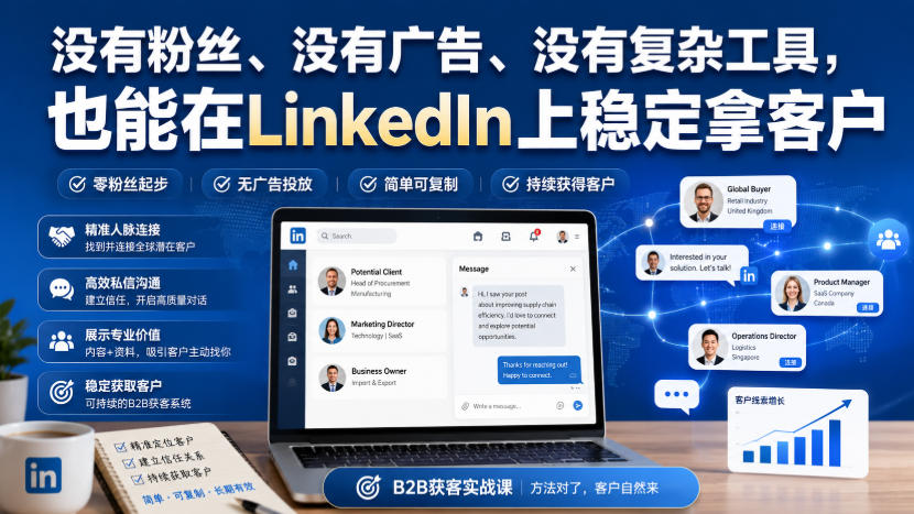 没有粉丝、没有广告、没有复杂工具，也能在LinkedIn上稳定拿客户【原创双语字幕】-选优云网创