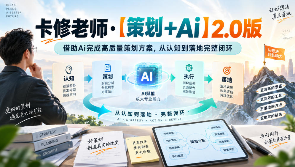 卡修老师·【策划+Ai】2.0版借助Ai完成高质量策划方案，从认知到落地完整闭环-选优云网创