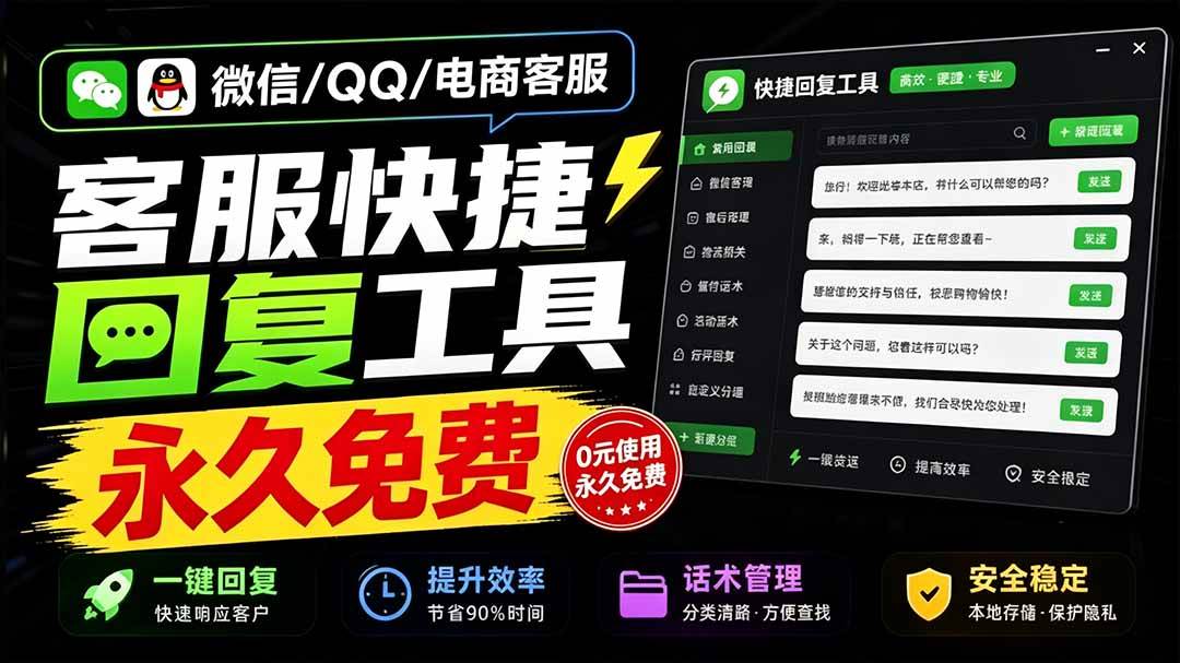 （20420期）微信/QQ/电商客服快捷回复工具，支持多平台话术库与一键发送，永久免费，使用简单！易歪歪