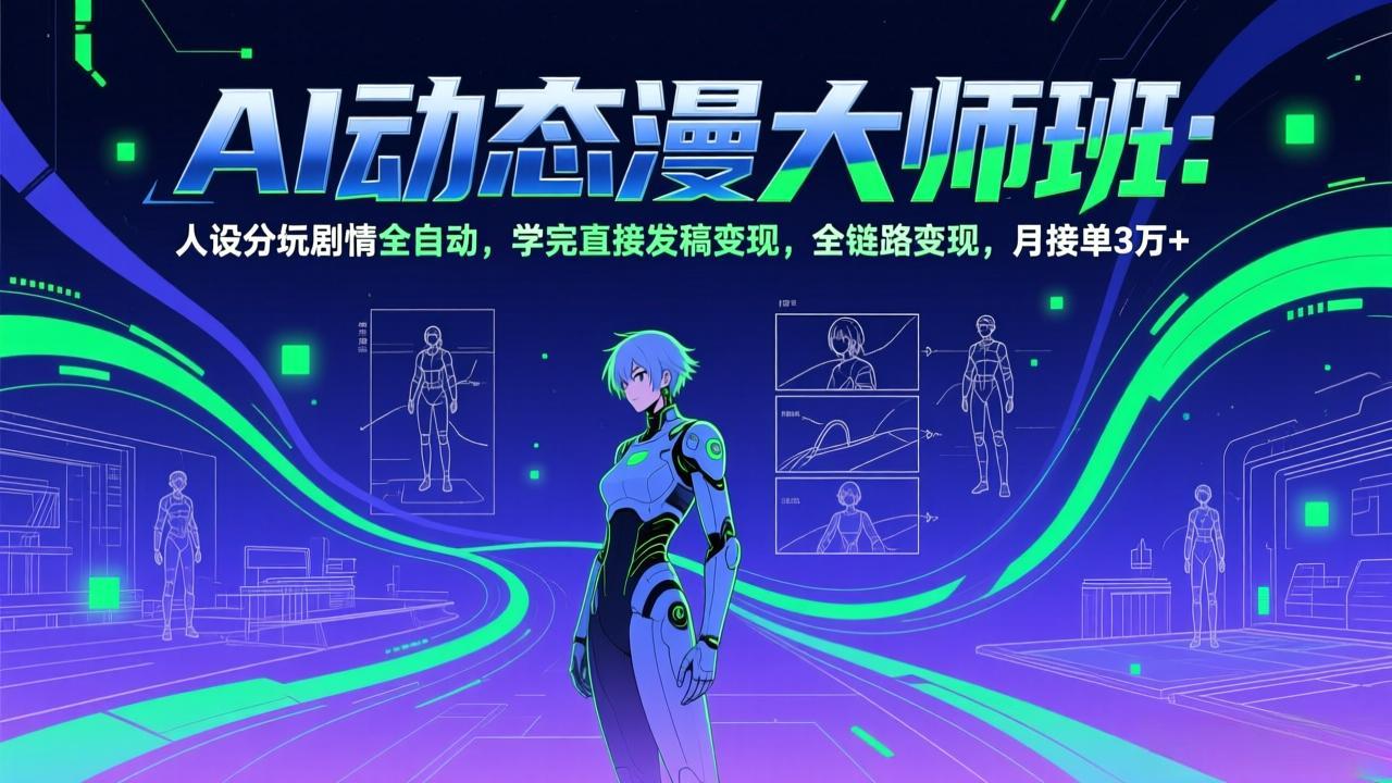 AI动态漫剧大师班：人设分镜剧情全自动，学完直接发稿变现，全链路变现，月接单3万+-选优云网创