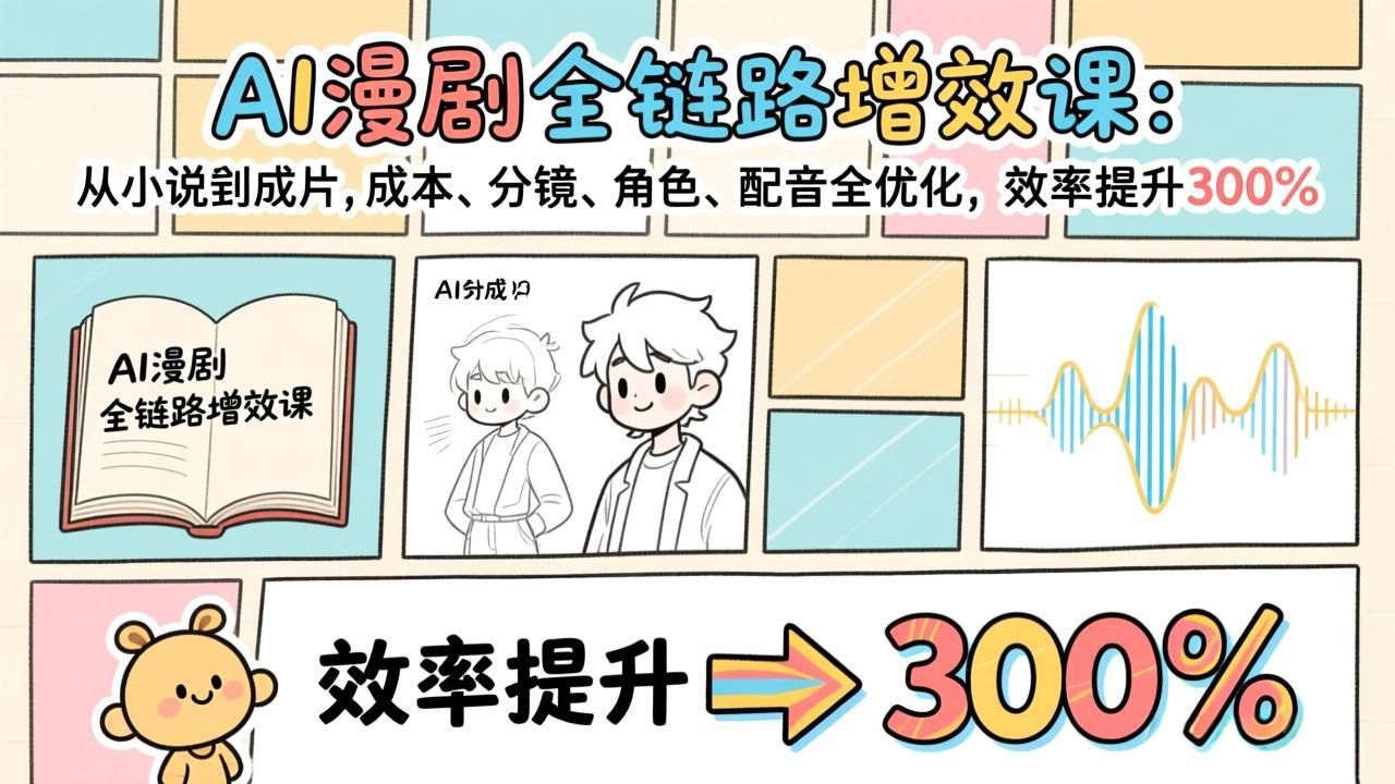 AI漫剧全链路增效课：从小说到成片，成本、分镜、角色、配音全优化，效率提升300%-选优云网创