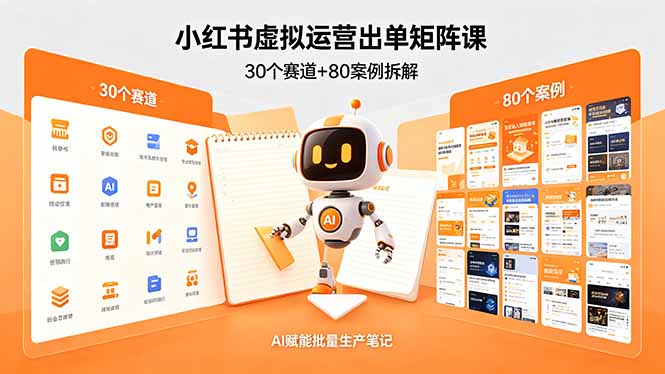 小红书虚拟运营出单矩阵课:30个赛道+80案例拆解,AI赋能批量生产笔记-选优云网创