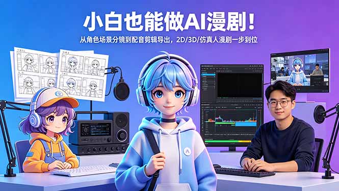 小白也能做AI漫剧！从角色场景分镜到配音剪辑导出，2D/3D/仿真人漫剧一步到位-选优云网创