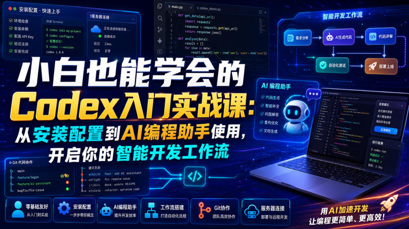 小白也能学会的Codex入门实战课：从安装配置到AI编程助手使用，开启你的智能开发工作流-选优云网创
