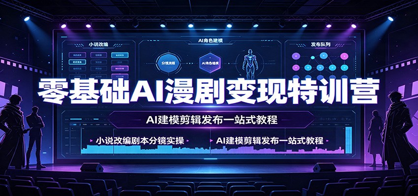 零基础AI漫剧变现特训营：小说改编剧本分镜实操，AI建模剪辑发布一站式教程-选优云网创