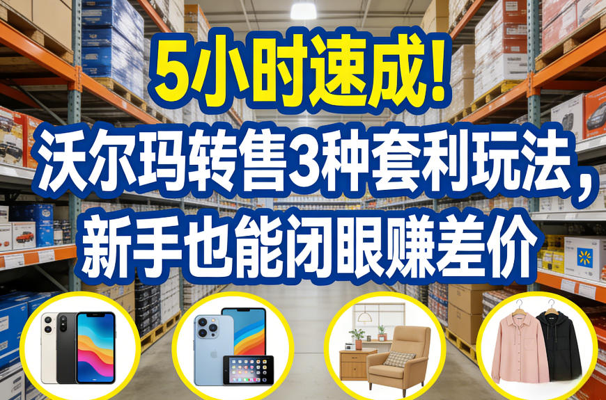 5小时速成！沃尔玛转售3种套利玩法，新手也能闭眼賺差价-选优云网创
