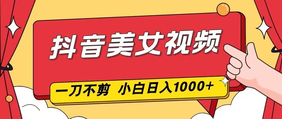 抖音美女视频，一刀不剪，两分钟一条视频，小白轻松上手，日入1000-选优云网创