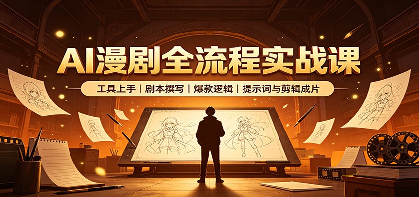 AI漫剧全流程实战课：工具上手、剧本撰写、爆款逻辑、提示词与剪辑成片-选优云网创
