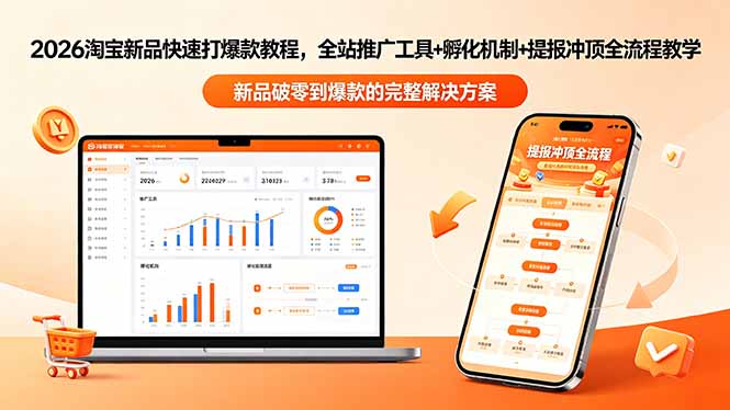 2026淘宝新品快速打爆款教程-更新，全站推广工具+孵化机制+提报冲顶全流程教学-选优云网创
