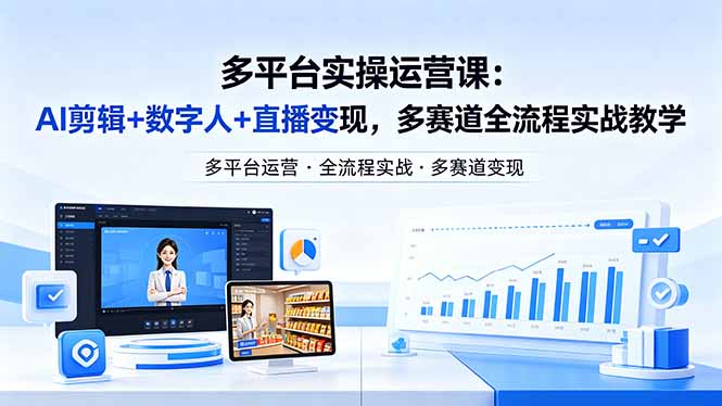某团队多平台实操运营课-更新26年4月20：AI剪辑+数字人+直播变现，多赛道全流程实战教学-选优云网创