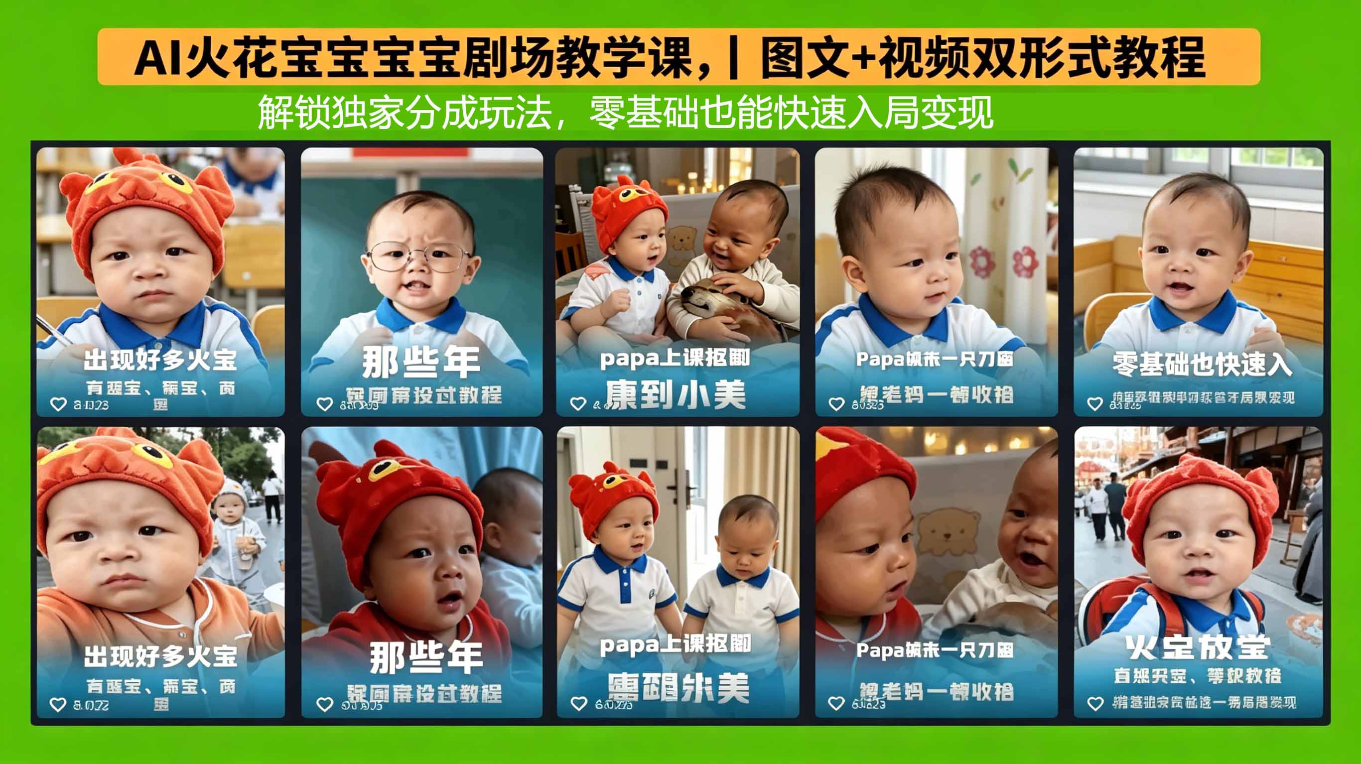 AI火花宝宝宝宝剧场教学课，图文+视频双形式教程，解锁独家分成玩法，零基础也能快速入局变现-选优云网创