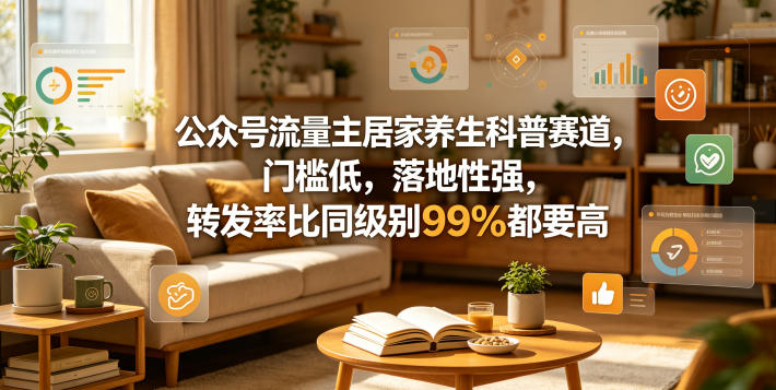 公众号流量主居家养生科普赛道，门槛低，落地性强，转发率比同级别99％都要高-选优云网创