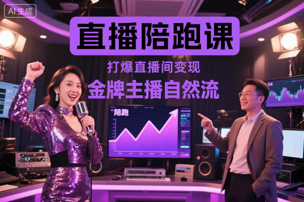 直播陪跑课，金牌主播自然流打爆直播间，复制高变现玩法-选优云网创