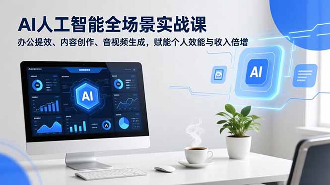 AI人工智能全场景实战课，办公提效、内容创作、音视频生成，赋能个人效能与收入倍增-选优云网创