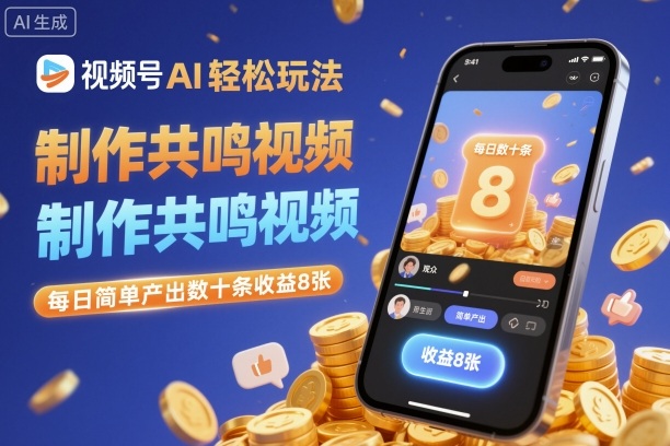 视频号AI轻松玩法，制作共鸣视频，每日简单产出数十条收益8张-选优云网创