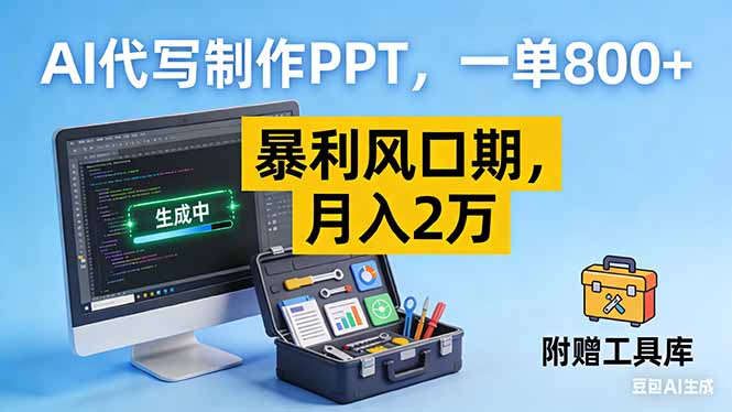 AI代写制作PPT，一单800+， 暴利风口期，月入2万【附工具】-选优云网创