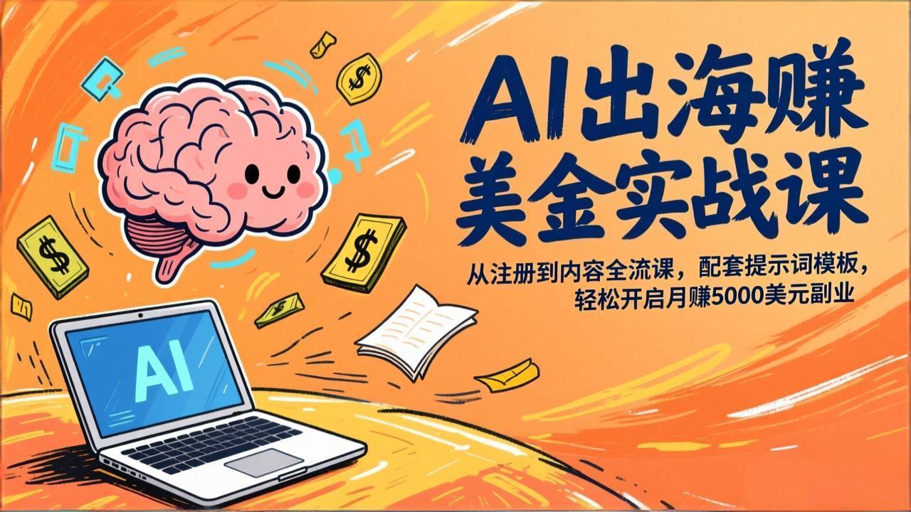 AI出海赚美金实战课，从注册到内容全流程，配套提示词模板，轻松开启月赚5000美元副业-选优云网创