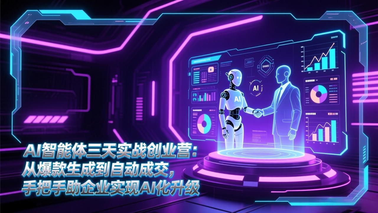 AI智能体三天实战创业营：从爆款生成到自动成交，手把手助企业实现AI化升级-选优云网创