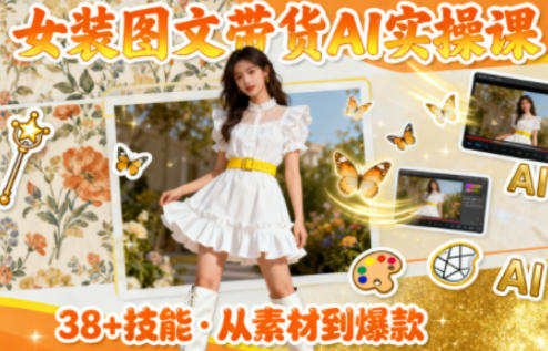 女装图文带货的AI实操课,覆盖38个实用技能,快速提升素材制作效率-选优云网创