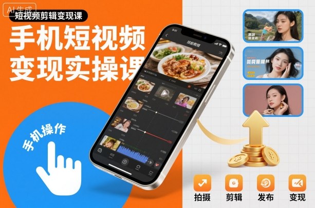 手机短视频变现实操课，短视频剪辑变现课-选优云网创