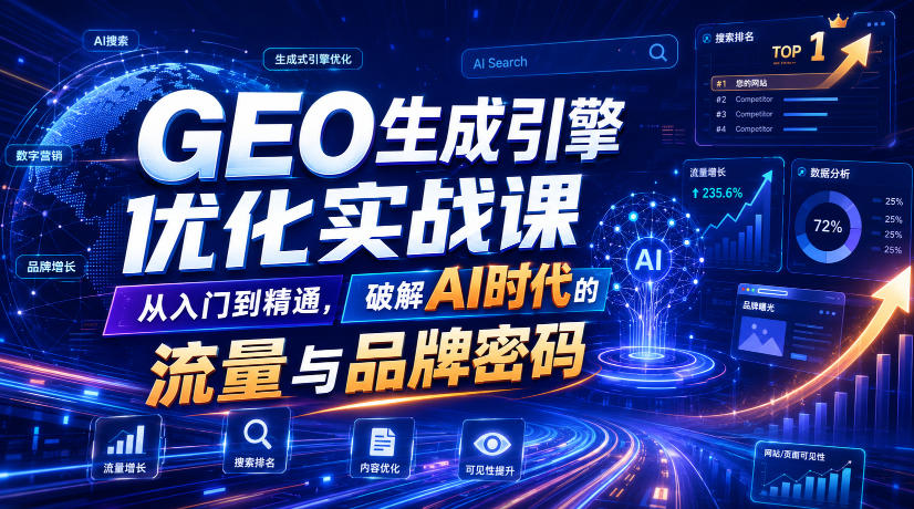 GEO生成引擎优化实战课，从入门到精通，破解AI时代的流量与品牌密码-选优云网创