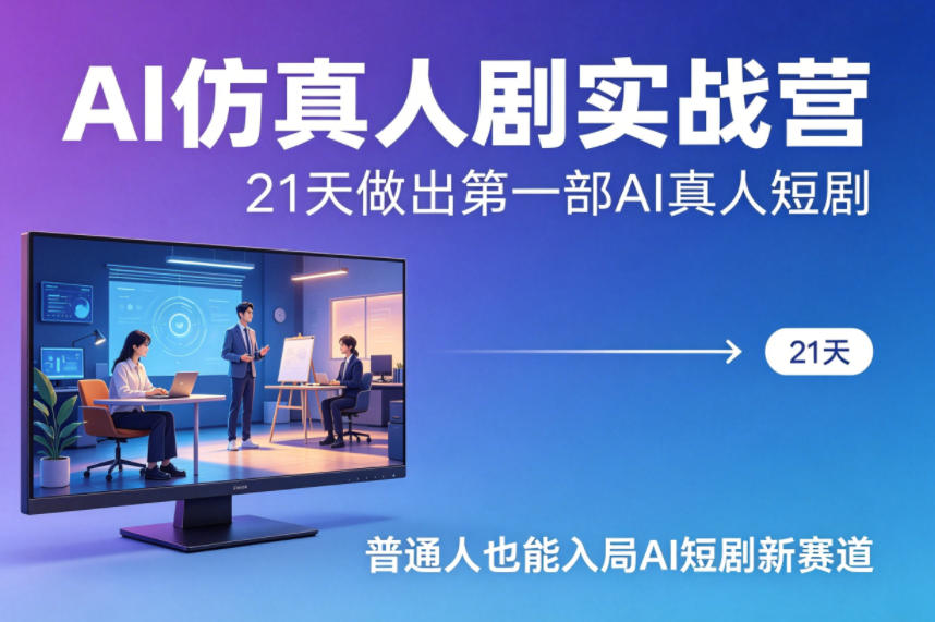 AI仿真人剧实战营，21天做出第一部AI真人短剧，普通人也能入局AI短剧新赛道-选优云网创