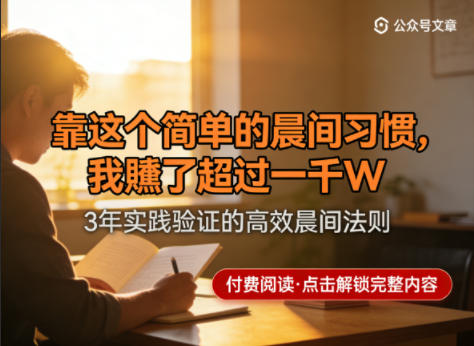 某公众号付费文章：靠这个简单的晨间习惯，我賺了超过一千W-选优云网创