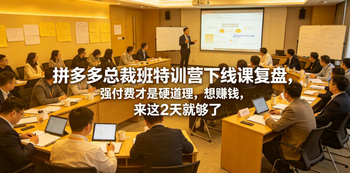 拼多多总裁班特训营下线课复盘，强付费才是硬道理，想賺钱，来这2天就够了-选优云网创