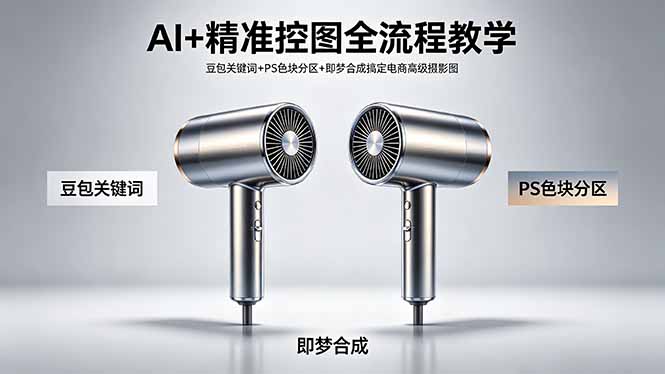 AI+精准控图全流程教学 豆包关键词+PS色块分区+即梦合成搞定电商高级摄影图-选优云网创
