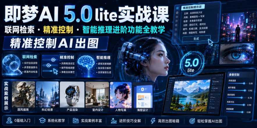 即梦AI 5.0 lite实战课,联网检索・精准控制・智能推理进阶功能全教学,精准控制AI出图-选优云网创