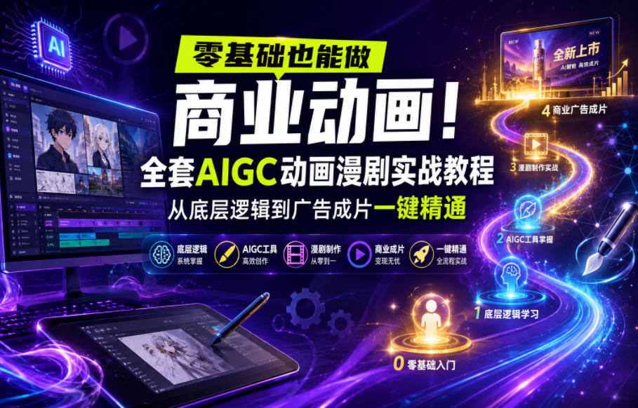 零基础也能做商业动画！全套AIGC动画漫剧实战教程，从底层逻辑到广告成片一键精通（更新0905）-选优云网创