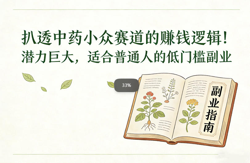 扒透中药小众赛道的賺米逻辑，潜力巨大，适合普通人的低门槛副业-选优云网创